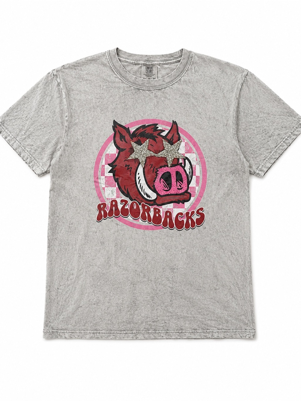 Arkansas Razorbacks Comfort Colors Graphic T-Shirt Pink Gray Hog Tee Size Medium